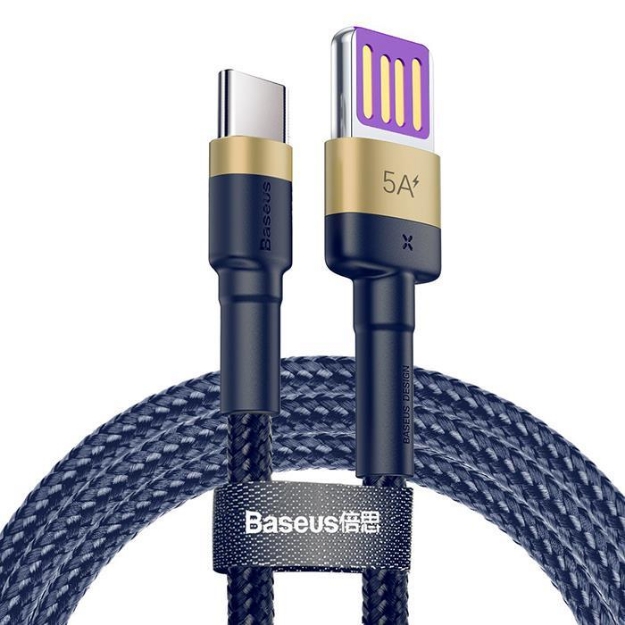 Picture of Baseus Cafule 5A 40W Type-C 1 Metre Mavi Şarj Kablosu