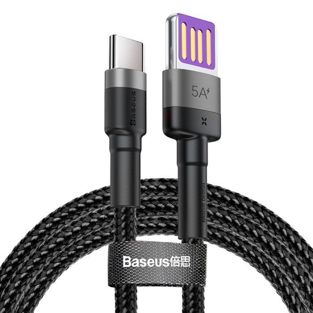 Picture of Baseus Cafule 5A 40W Type-C 1 Metre Siyah Şarj Kablosu