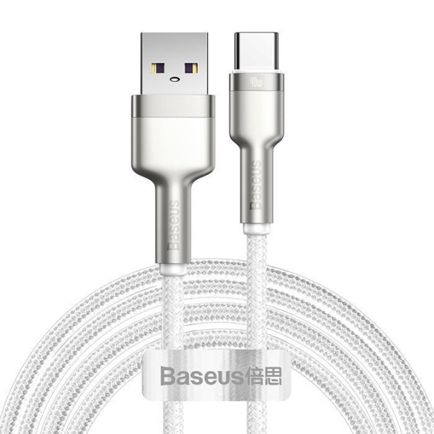 Picture of Baseus Cafule Metal Serisi 40W 2 Metre Type-C Beyaz Şarj Kablosu