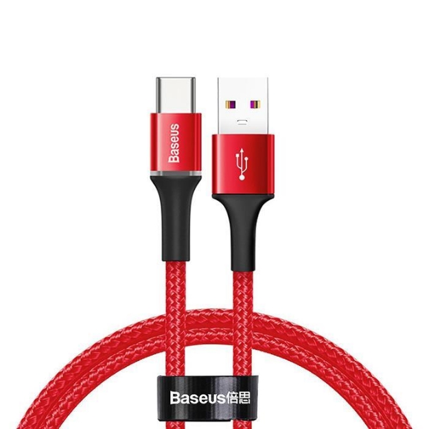 Picture of Baseus Halo 40W 0.5 Metre Type-C Kırmızı Şarj Kablosu