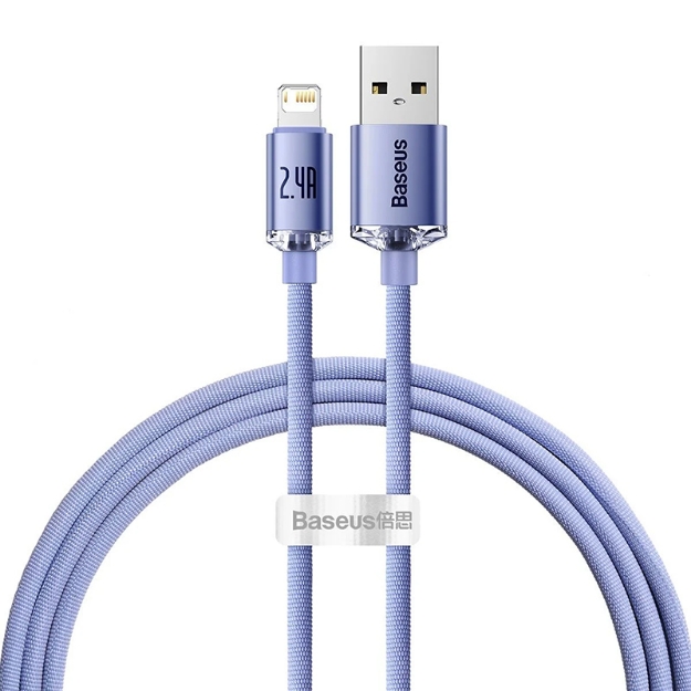 Picture of Baseus Crystal Shine Fast Charging 2.4A Lightning Kablo 1.2m Mor