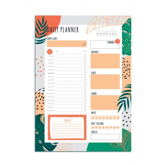 Picture of Deffter A4 Daily Planer Tropic Karton Arka Kapak 54 Sayfalı Günlük Planlayıcı